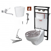 Видуар подвесной с инсталляцией AlcaPlast, педалью, смесителем, керамическим бачком для раствора WS ALCA
