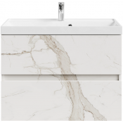 Тумба с раковиной Vod-ok Бест 80 мрамор белый натур милк