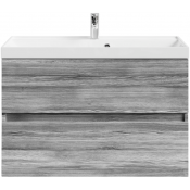 Тумба с раковиной Vod-ok Бест 90 лиственница структурная контрастно-серая