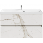 Тумба с раковиной Vod-ok Бест 100 мрамор белый натур милк