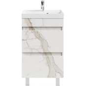 Тумба с раковиной Vod-ok Бест 50 мрамор белый натур милк