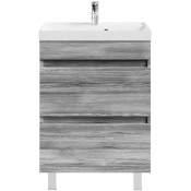 Тумба с раковиной Vod-ok Бест 60 лиственница структурная контрастно-серая 64202