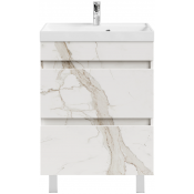 Тумба с раковиной Vod-ok Бест 60 мрамор белый натур милк