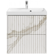 Тумба с раковиной Vod-ok Тач 60 мрамор белый натур милк