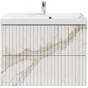 Тумба с раковиной Vod-ok Тач 80 мрамор белый натур милк