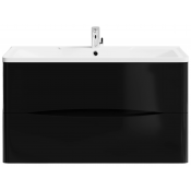 Тумба с раковиной Vod-ok Адель 100 черный глянец подвесная