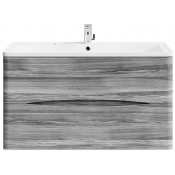 Тумба с раковиной Vod-ok Адель 100 лиственница структурная контрастно-серая подвесная 