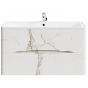 Тумба с раковиной Vod-ok Адель 100 мрамор белый натур милк подвесная 