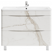 Тумба с раковиной Vod-ok Адель 100 мрамор белый натур милк напольная 