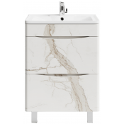 Тумба с раковиной Vod-ok Адель 60 мрамор белый натур милк