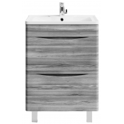 Тумба с раковиной Vod-ok Адель 60 лиственница структурная контрастно-серая