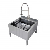 Слив технический (видуар) со съемной решеткой со смесителем с гибким душем 600х600х460 мм 