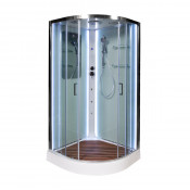 Душевая кабина AvaCan A09 LED с кнопкой и гидромассажем 90х90 прозрачное/хром