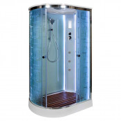 Душевая кабина DTO EM1511RLED+GM 110x80 с гидромассажем и подсветкой хром/узорчатое