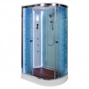 Душевая кабина DTO EM1511LLED+GM 110x80 с гидромассажем и подсветкой хром/узорчатое