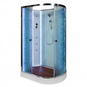 Душевая кабина DTO EM1511LNLED+GM 110x80 с гидромассажем и подсветкой хром/узорчатое