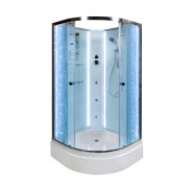 Душевая кабина DTO EM2710NLED+GM 100x100 с гидромассажем хром/узорчатое