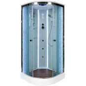 Душевая кабина DTO EM1510LED+GM 100х100 с гидромассажем хром/узорчатое