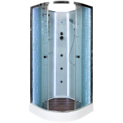 Душевая кабина DTO EM1590NLED+GM 90х90 с гидромассажем хром/узорчатое