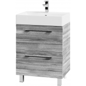 Тумба под раковину Vod-ok Мальта 60 с ящиками лиственница структурная контрастно-серая