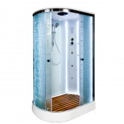 Душевая кабина DTO EM1512RLED+GM 120х80 с подсветкой и гидромассажем хром/с рисунком