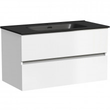 Тумба с раковиной Sancos Urban UR90W/CN7002MB 90 белый глянец