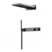 Душевой комплект с термостатом Sancos Linn SC9023GG вороненая сталь