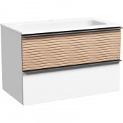 Тумба с раковиной Sancos Delta DL80W/CN7012 80 дуб светлый/белый