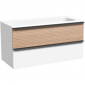 Тумба с раковиной Sancos Delta DL100W/CN7013 100 дуб светлый/белый