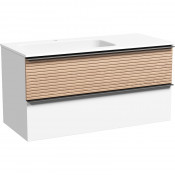 Тумба с раковиной Sancos Delta DL100LW/CN7014 100 дуб светлый/белый