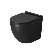 Унитаз подвесной Grossman GR-4483BMSQ (520*360*410) безободковый,черный матовый с тонкой крышкой,микролифт,смыв торнадо