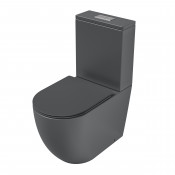 Унитаз напольный Grossman GR-4494GMSQ (640х360х835) безободковый,серый матовый с тонкой крышкой,микролифт,смыв торнадо