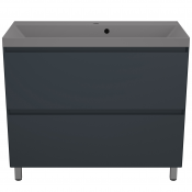 Тумба с раковиной Style Line Манхэттен ЛС-00002369/СС-00002479 100 2 ящика Plus графит/серый шелк