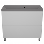 Тумба с раковиной Style Line Манхэттен ЛС-00002368/СС-00002479 100 2 ящика Plus белый матовый/серый шелк