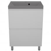 Тумба с раковиной Style Line Манхэттен ЛС-00002377/СС-00002469 60 2 ящика Plus белый матовый/серый шелк