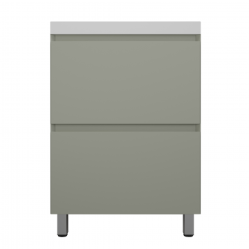 Тумба с раковиной Style Line Манхэттен ЛС-00002379/СС-00002467 60 2 ящика Plus олива/белый