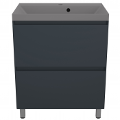 Тумба с раковиной Style Line Манхэттен ЛС-00002375/СС-00002473 70 2 ящика Plus графит/серый шелк