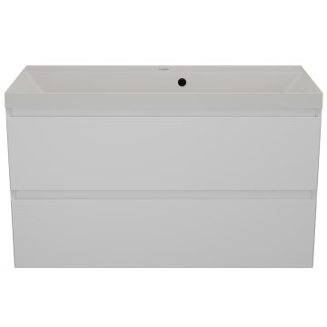 Тумба с раковиной Style Line Манхэттен ЛС-00002356/СС-00002478 100 2 ящика Plus белый матовый/жасмин