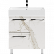Тумба с раковиной Vod-ok Мальта 70 R с ящиками, мрамор белый натур милк 2537