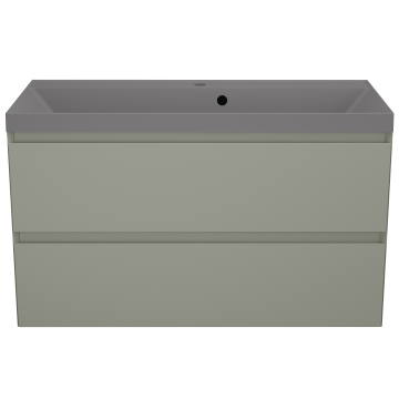 Тумба с раковиной Style Line Манхэттен ЛС-00002358/СС-00002479 100 2 ящика Plus олива/серый шелк