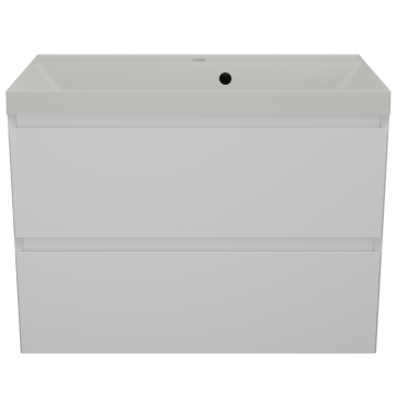 Тумба с раковиной Style Line Манхэттен ЛС-00002359/СС-00002475 80 2 ящика Plus белый матовый/жасмин