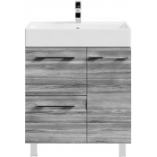 Тумба с раковиной Vod-ok Мальта 70 R с ящиками лиственница структурная контрастно-серая