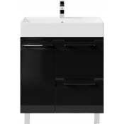 Тумба под раковину Vod-ok Мальта 70 L с ящиками черный глянец