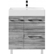 Тумба с раковиной Vod-ok Мальта 70 L с ящиками лиственница структурная контрастно-серая