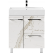 Тумба под раковину Vod-ok Мальта 70 L с ящиками мрамор белый натур милк