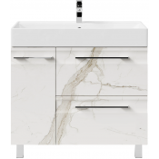 Тумба с раковиной Vod-ok Мальта 90 L мрамор белый натур милк