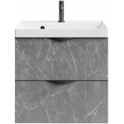 Тумба c раковиной Vod-ok Марко 60 черный/мрамор серый софт тач 4044-1