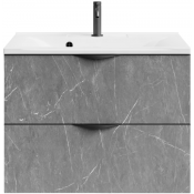 Тумба c раковиной Vod-ok Марко 75 черный/мрамор серый