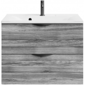 Тумба под раковину Vod-ok Марко 75 черный/лиственница структурная контрастно-серая