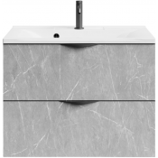 Тумба c раковиной Vod-ok Марко 75 черный/мрамор белый
